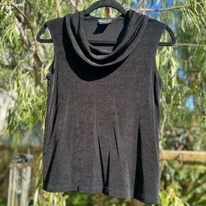 Mock neck vintage slinky sleeveless top